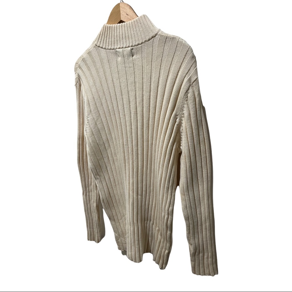 LAUREN RALPH LAUREN CREAM MOCK NECK RIBBED 1/4 ZIP LS SWEATER SIZE LARGE - Picture 13 of 15